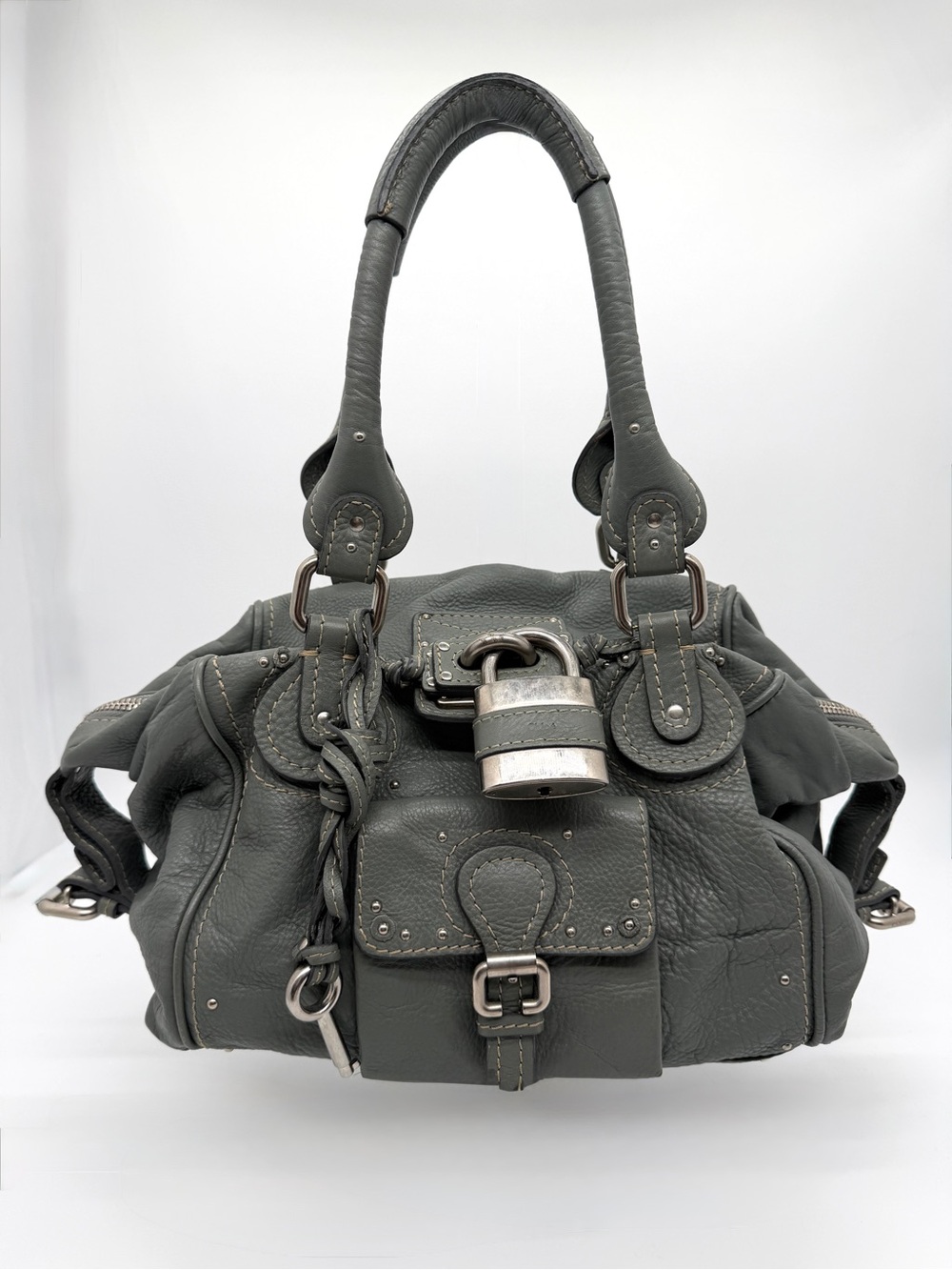 Chloe Paddington Gray Calfskin Leather Shoulder Bag - Picture 1 of 10